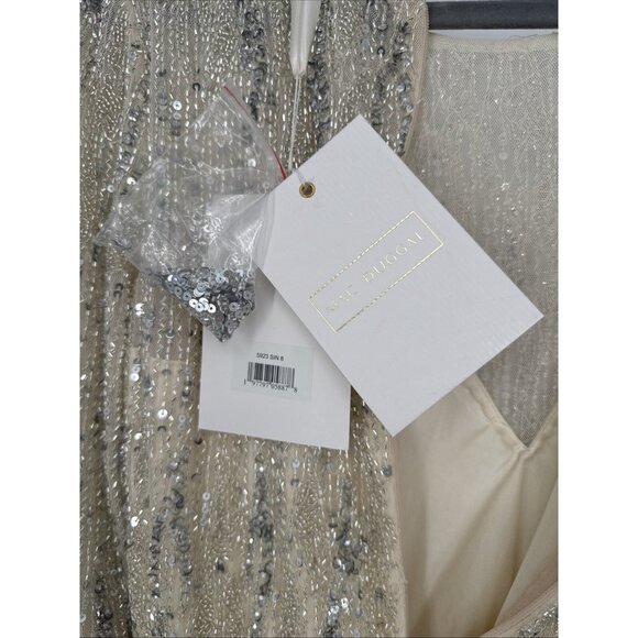 Mac Duggal Size 8 5923 Nude Silver Long Sleeve Embellished Cocktail Dress $498 - Picture 16 of 16